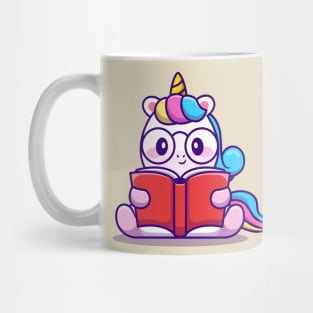 Cute Unicorn Reading Book Mug